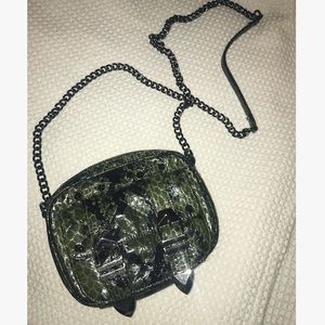 REBECCA MINKOFF dark green snakeskin crossbody