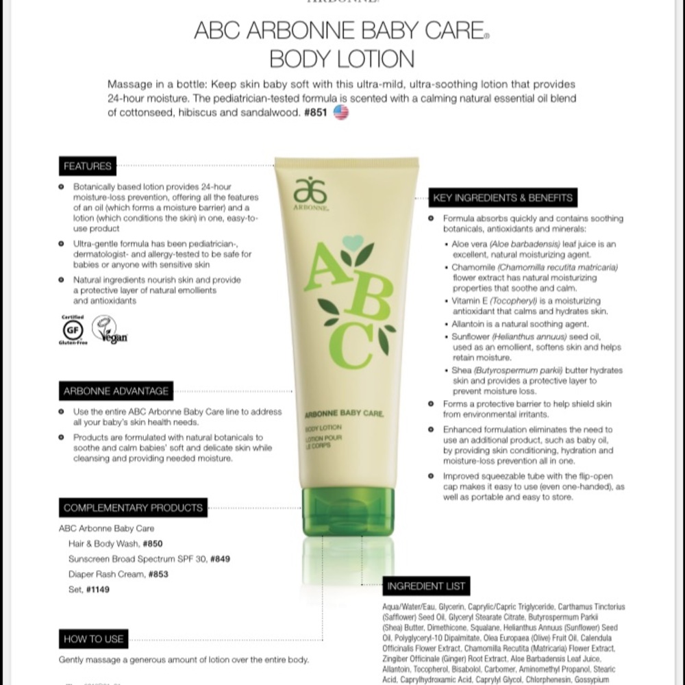 Arbonne Baby Care Lotion