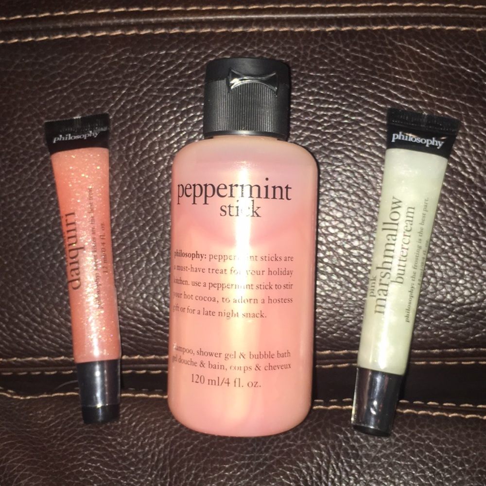 Philosophy body wash and lip shines