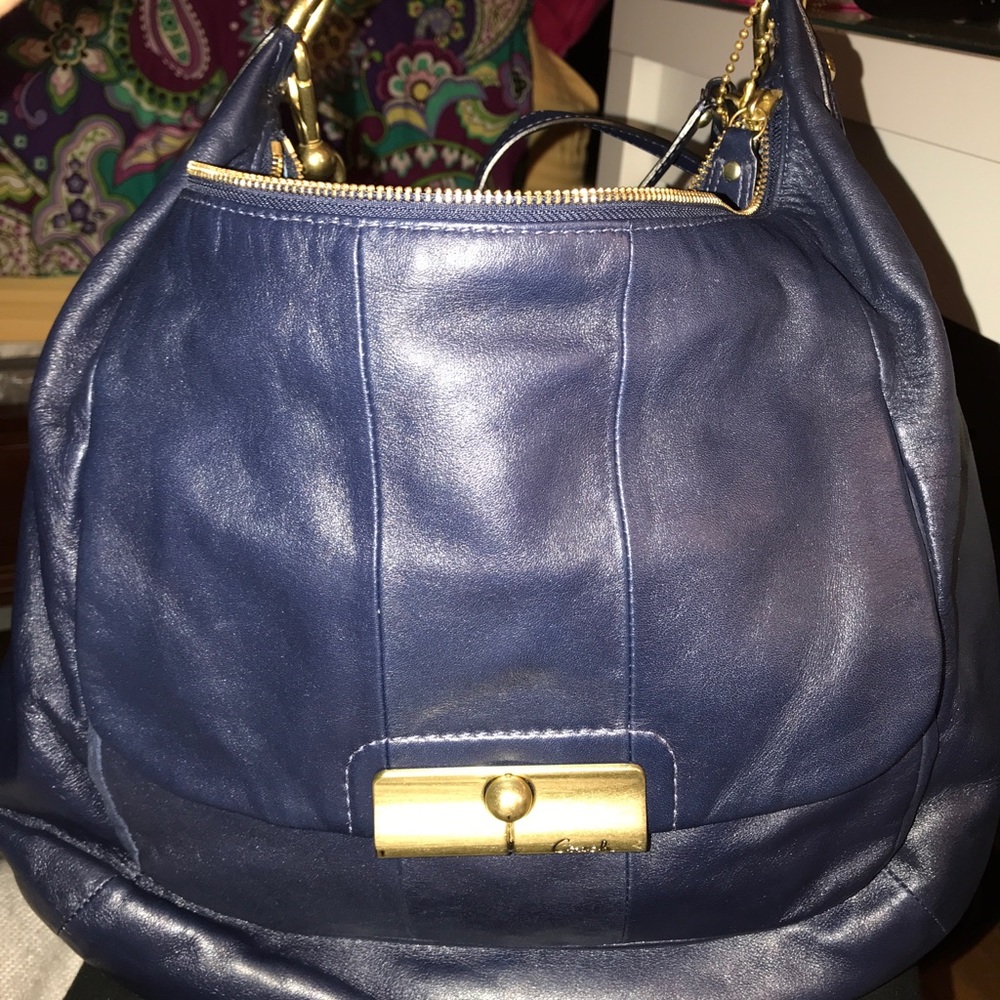Navy blue leather bag