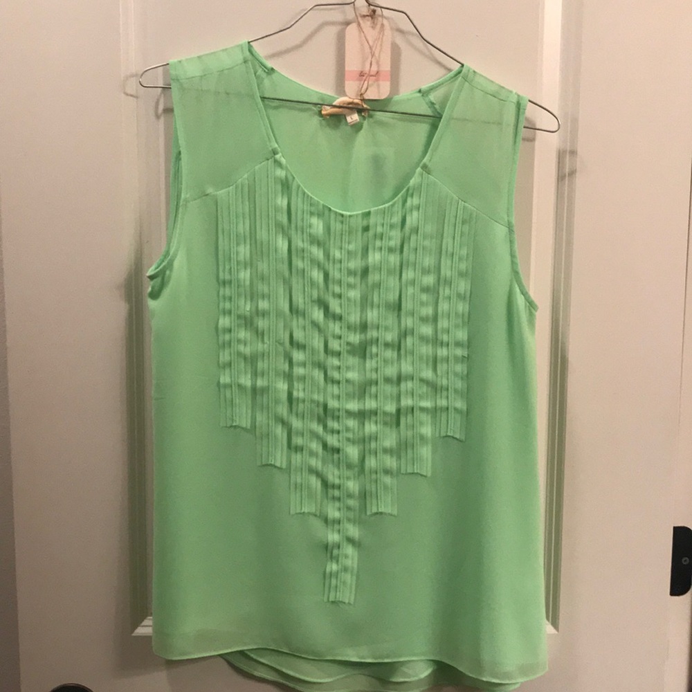 Lime green tank top with detail on the front
