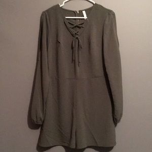 Long Sleeved Romper, Xhilaration, Green, Size M