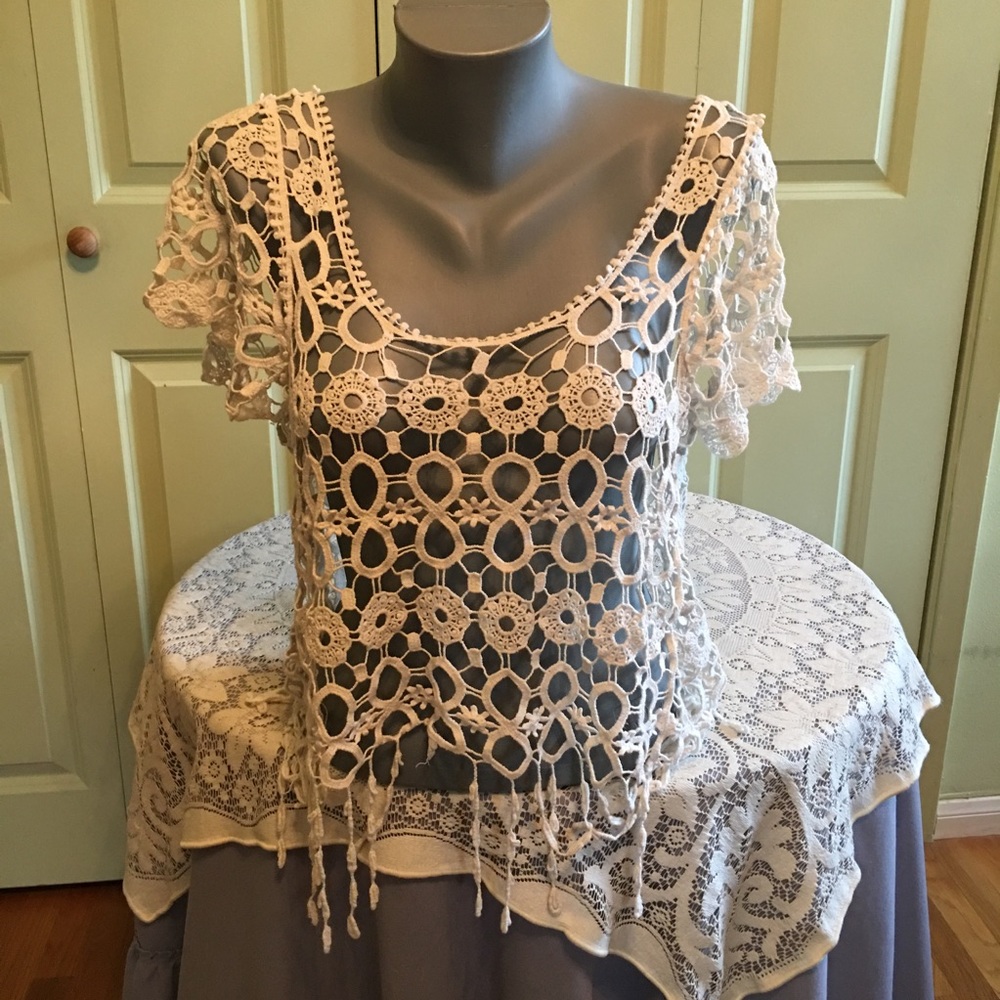 White cream swimsuit cover