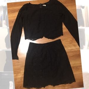 2 piece lace black dress