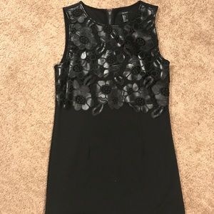 Leather top black mini dress