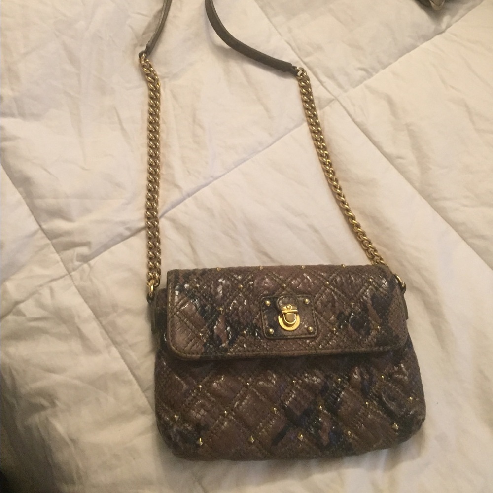 Brown/black Marc Jacobs clutch with strap
