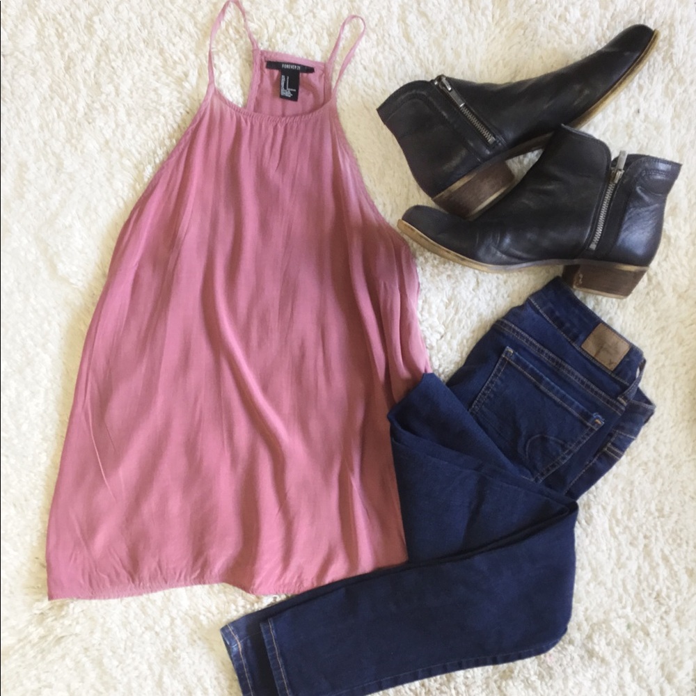 Forever21, Dusty Rose Mock Neck Tank Top, Small🌹