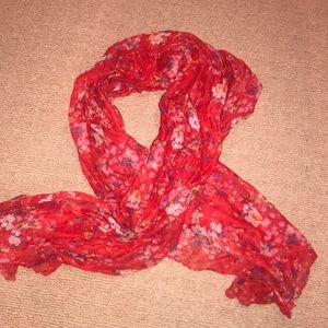 red floral scarf