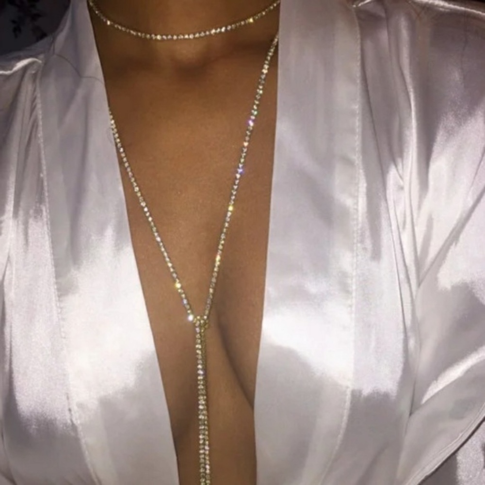 ☄Rhinestone Choker - Long