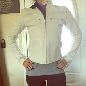 Ralph Lauren White Leather Motorcycle Jacket