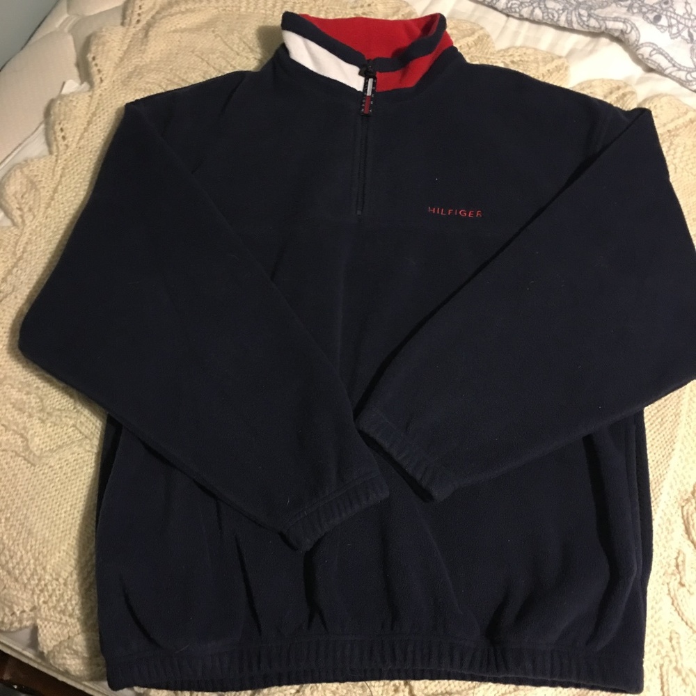 Men's Tommy Hilfiger Navy Pullover Fleece Large