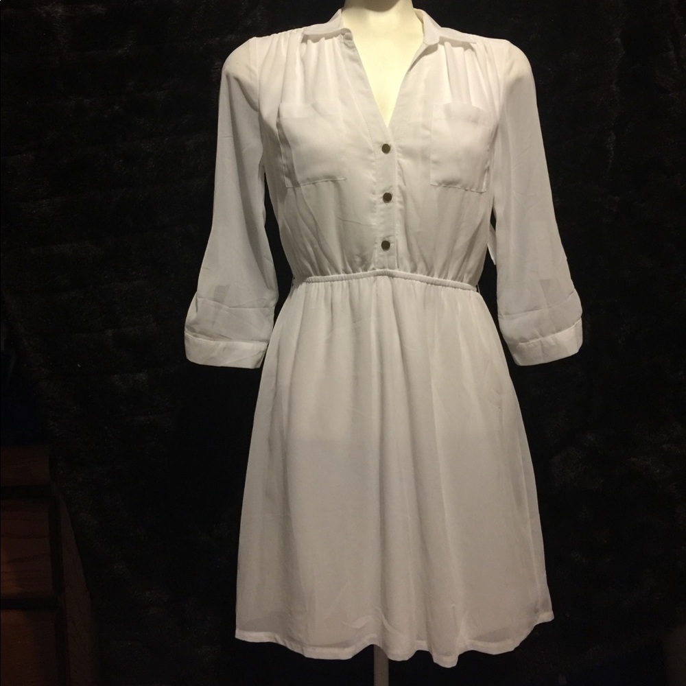 NWT White Dress With Gold Buttons