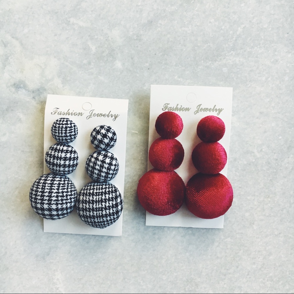 πMcKenzie Black & White Gingham Drop Earrings - Picture 7 of 8