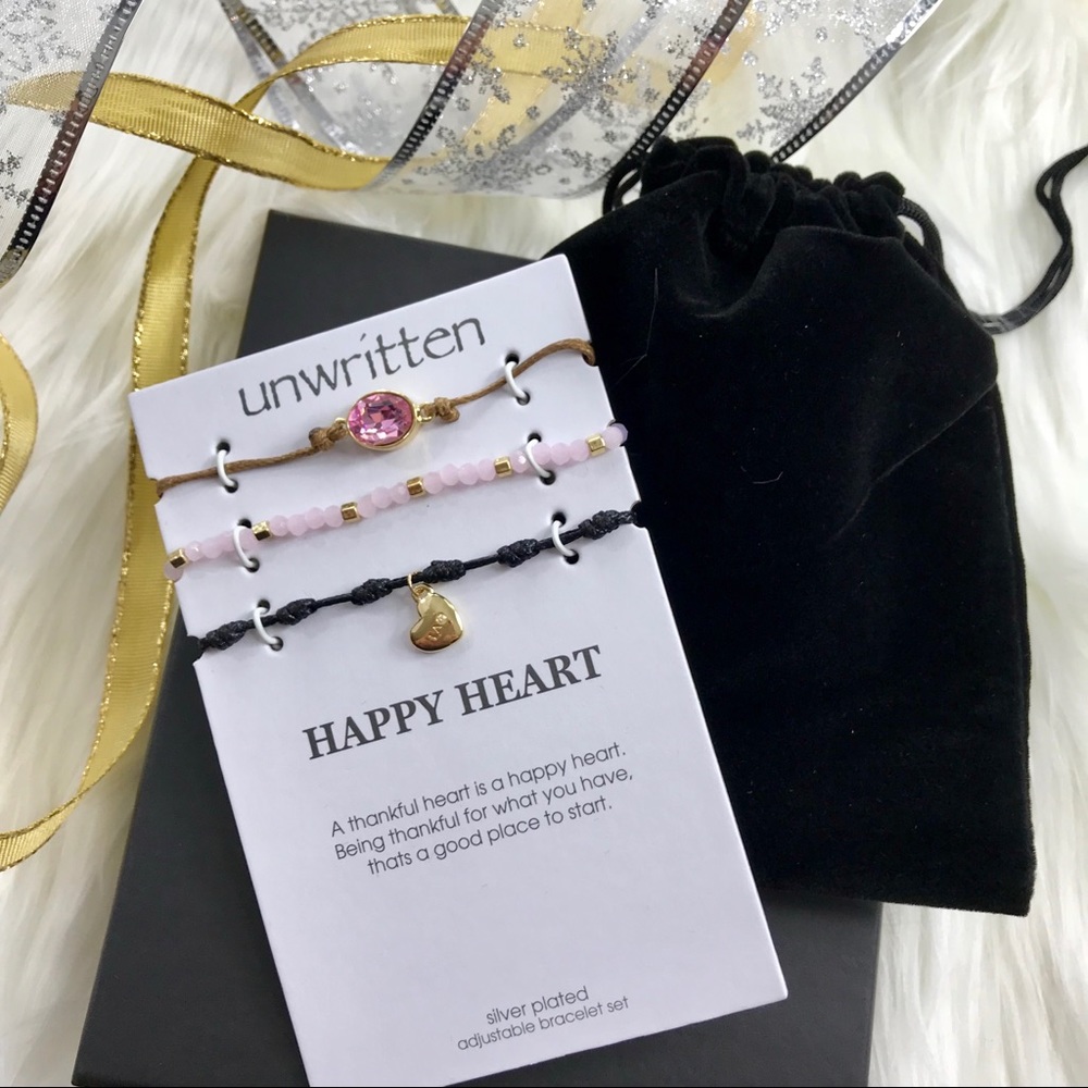 💰Unwritten 3 Strand Blk and Pink Cord Bracelets