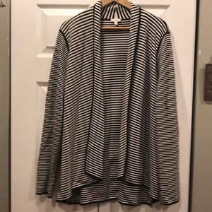 Talbots Black and White Open Cardigan
