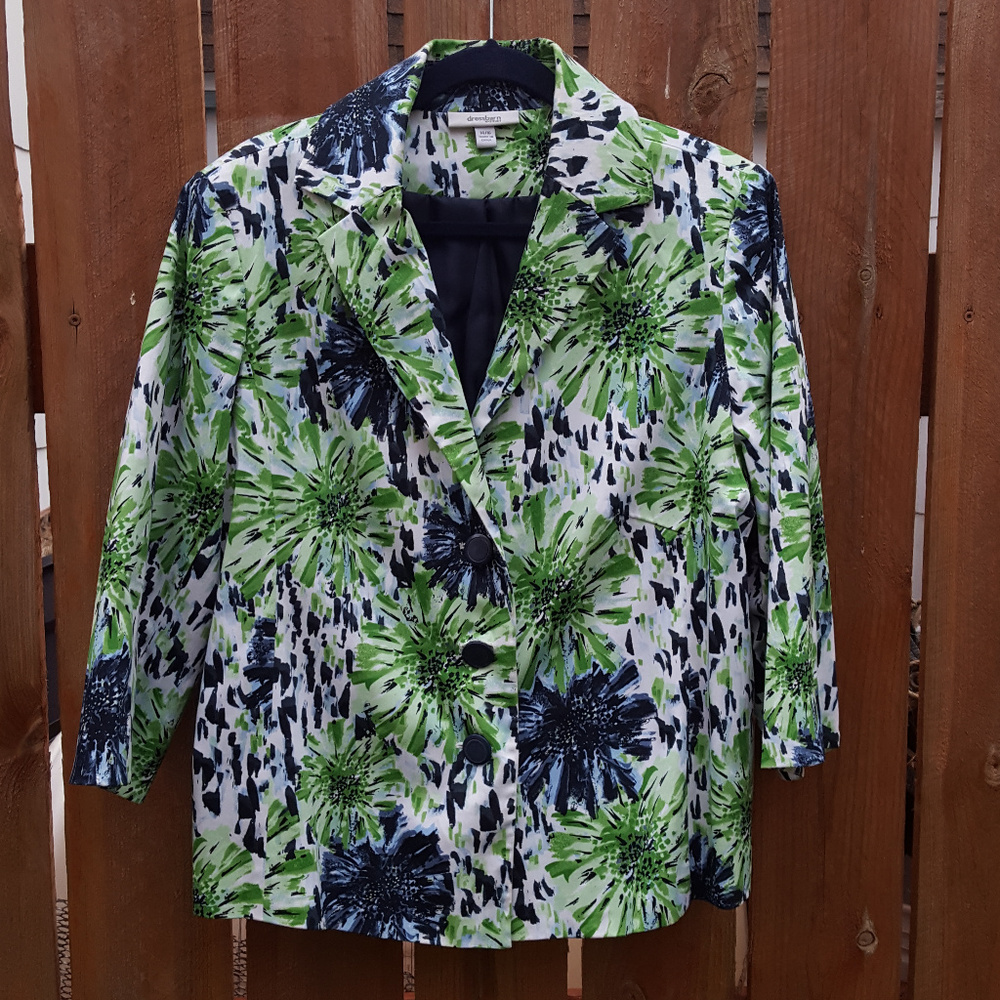 Dress Barn Green and Blue Patterned Blazer