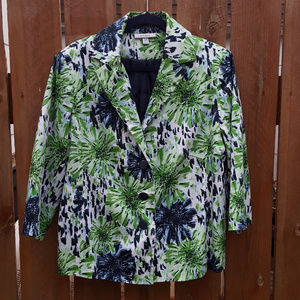 Dress Barn Green and Blue Patterned Blazer