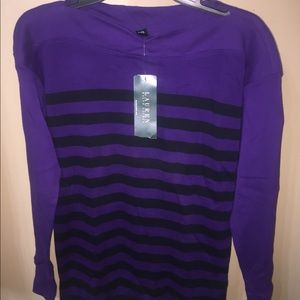 Purple with black stripes long sleeve shirt