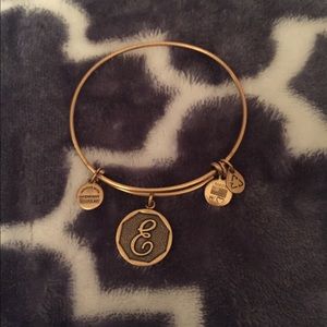 Alex and Ani initial E bracelet in gold