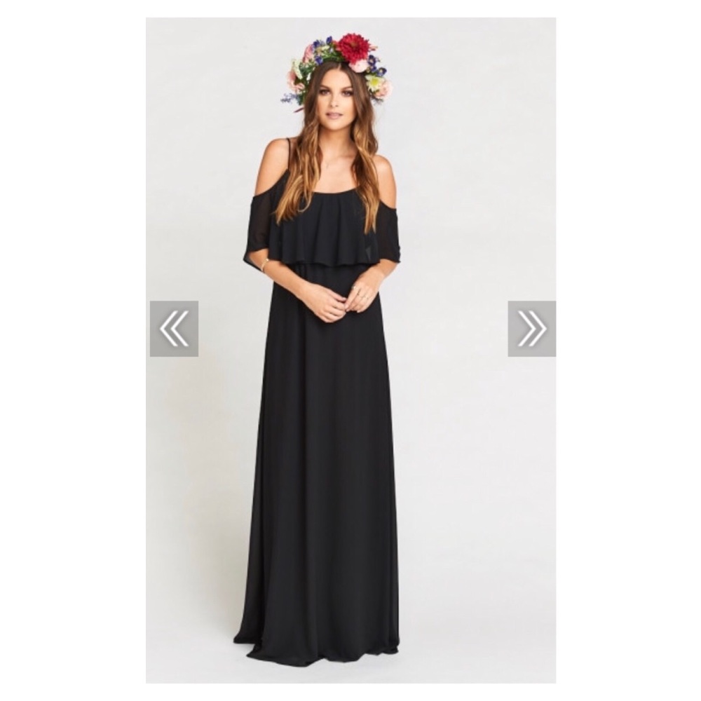 CAITLIN RUFFLE MAXI DRESS ~ BLACK CHIFFON