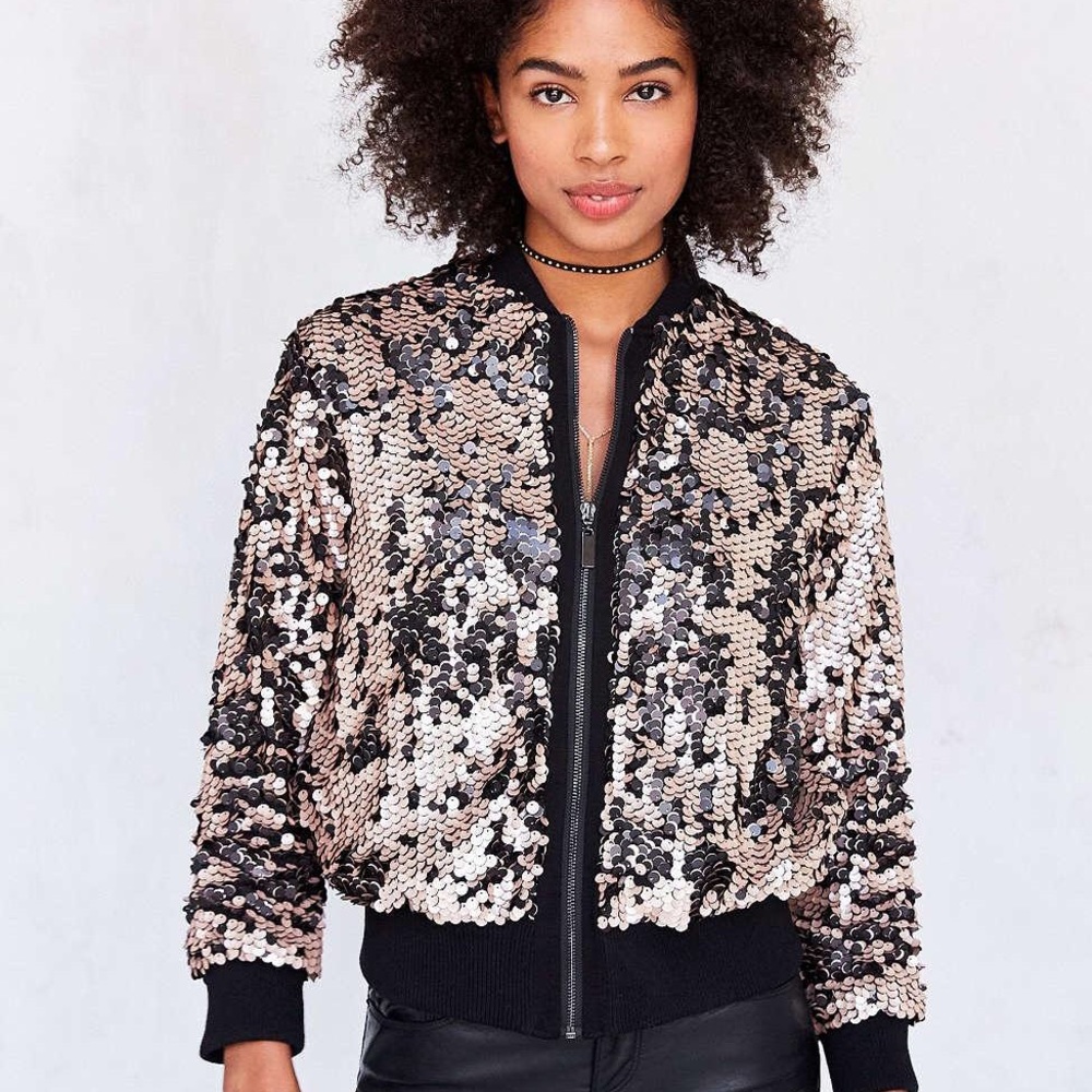 Silence + Noise sequin bomber jacket