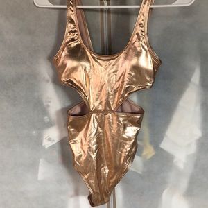 Rose Gold/Gold Cut Out One Piece SwimSuit