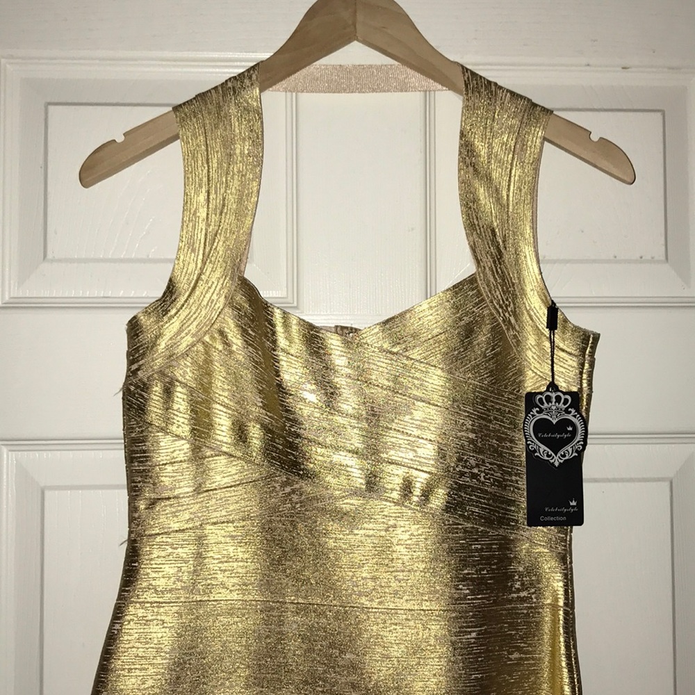 Gold body on dress