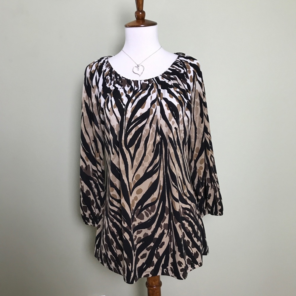 Style & Co Cheetah Print Long Sleeve Blouse