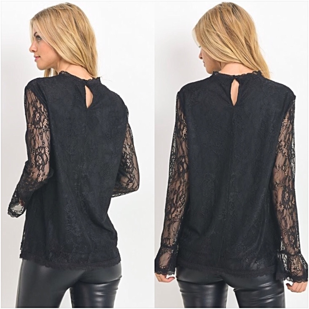 Timeless Date Night Lace Trumpet Sleeve Top SM - Picture 5 of 7