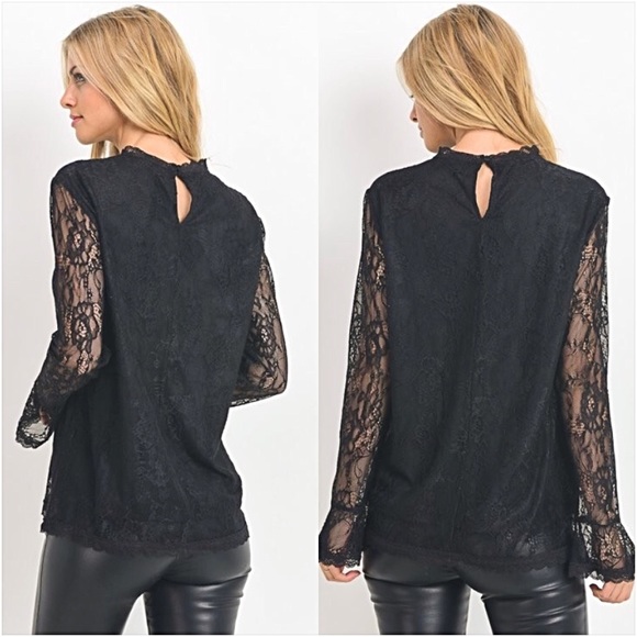 Timeless Date Night Lace Trumpet Sleeve Top SM - Picture 5 of 7
