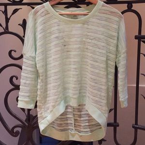 Forever 21 mint mesh striped sweater