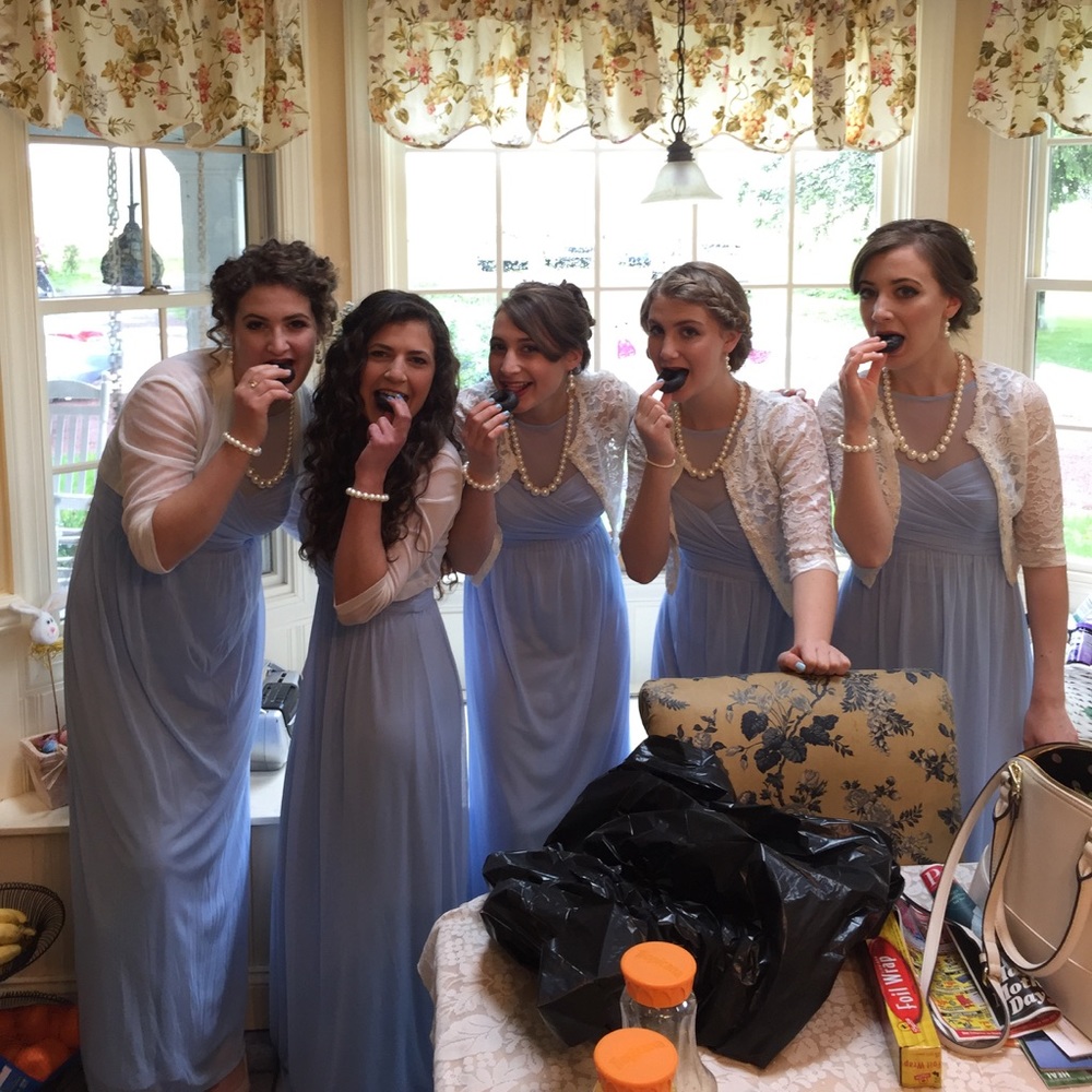 David's Bridal - Ice blue bridesmaid dress