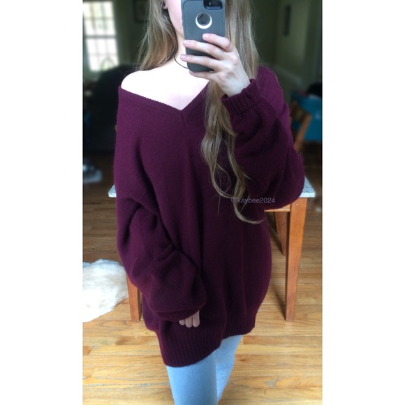Vintage Sweaters - 🍂 Vintage 90’s Cozy Aubergine Knit Sweater 🍂