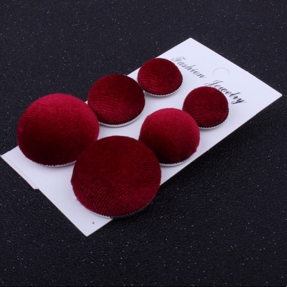 🆕Tessa Burgundy Wine Red Velvet Drop Earrings - Picture 3 of 8