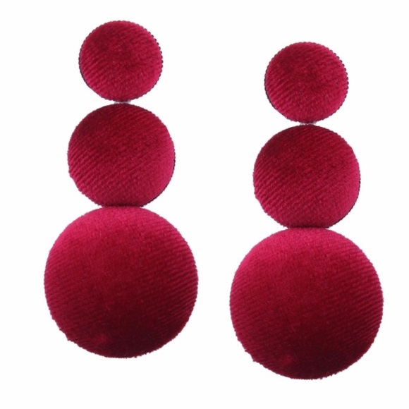 🆕Tessa Burgundy Wine Red Velvet Drop Earrings - Picture 4 of 8