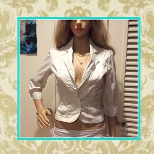 🎀  WHITE BUTTON DOWN SUIT COAT BLAZER SIDE POCKETS