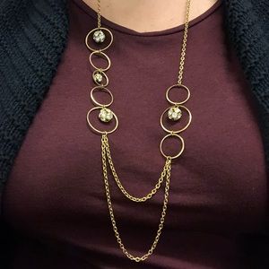 Lenora Dame gold and crystal necklace long