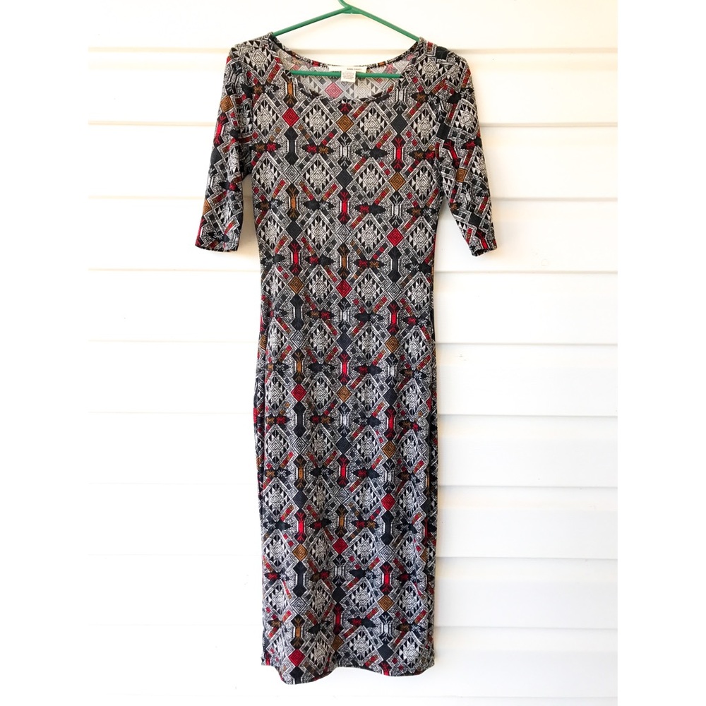SANS SOUCI Aztec long bodycon midi dress
