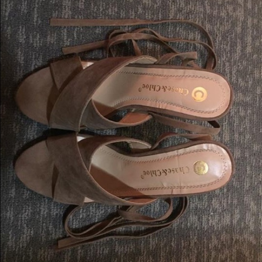 Tan suede heels