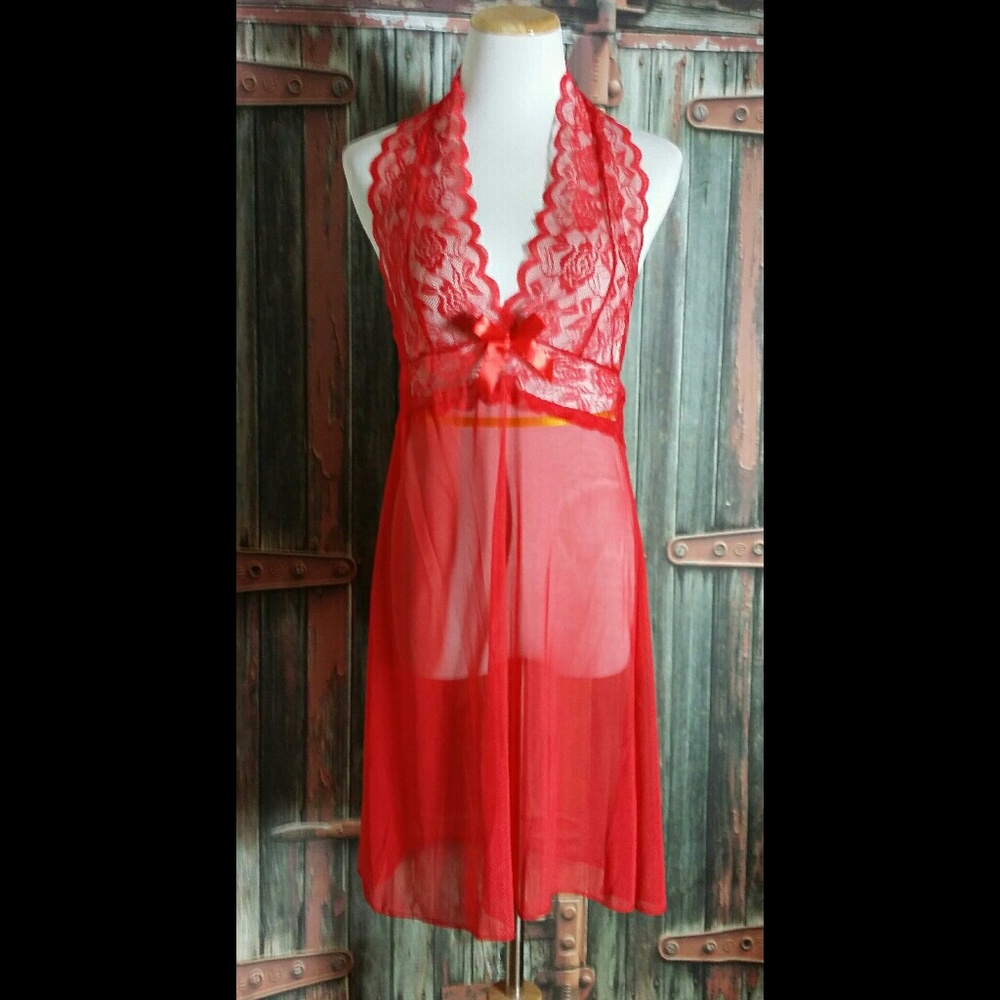 Lace Sheer Lightweight Sexy Red Lingerie