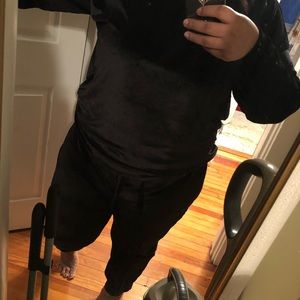 Plus size velour top and sweat pants suit