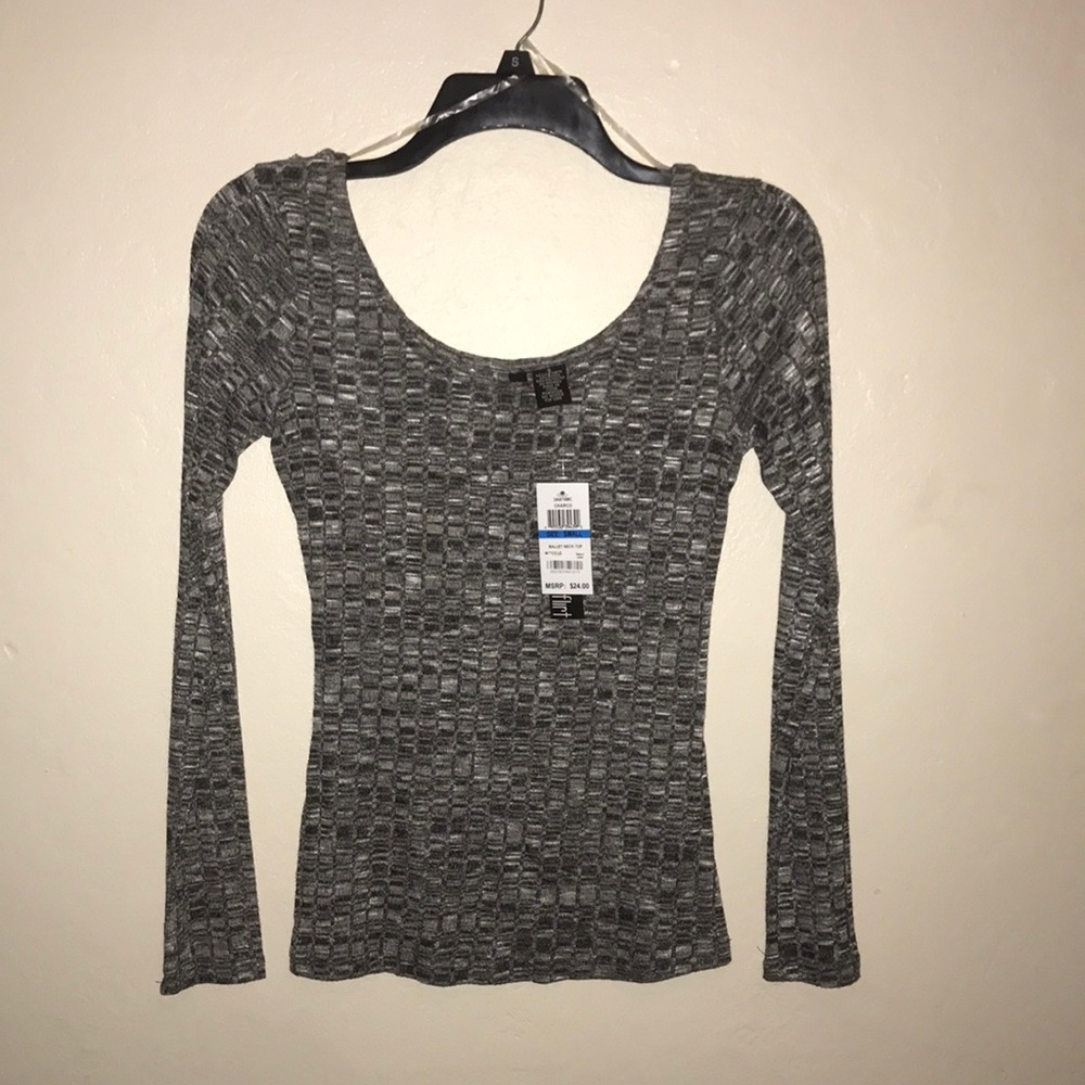 Gray Long Sleeve Top