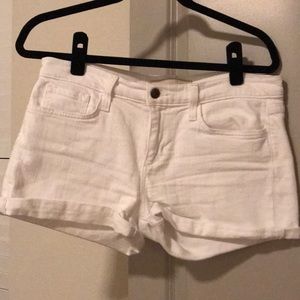 Cuffed white denim shorts