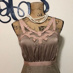 Tan and mauve Loft sheath dress