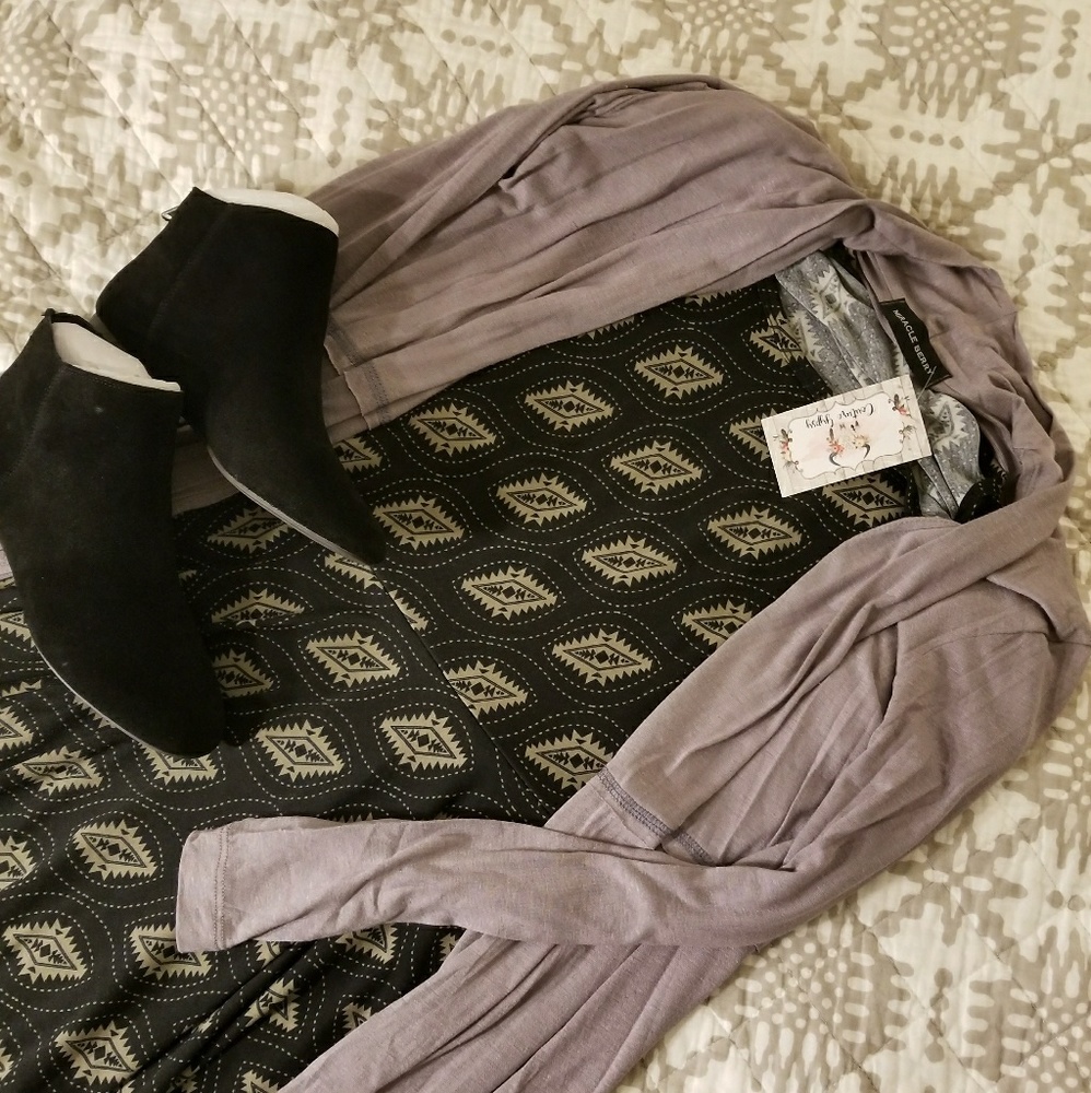 Gray long tunic cardigan