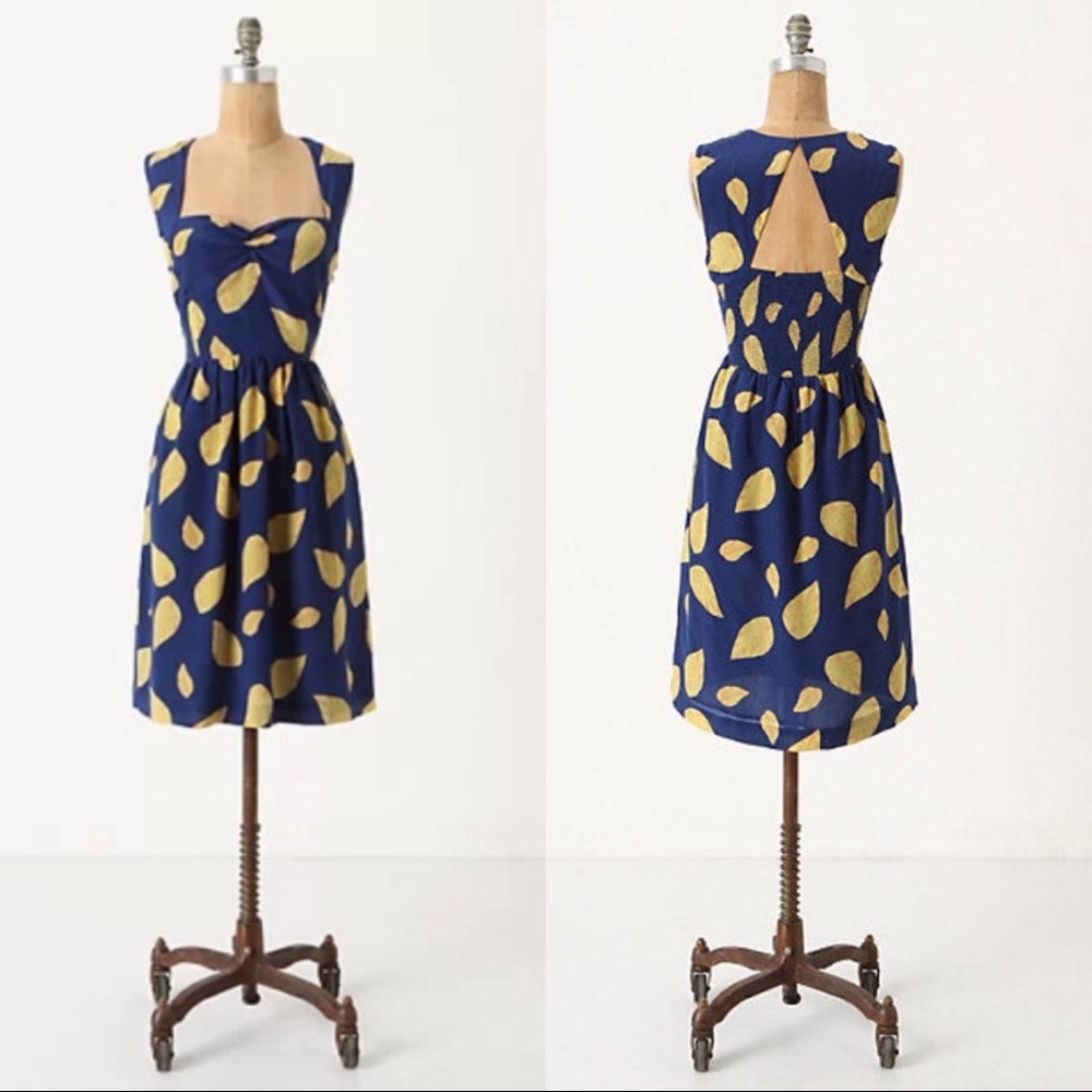 Anthropologie Maple Tupelo Silk Dress Blue 0