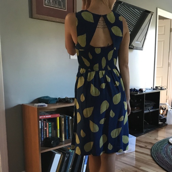 Anthropologie Maple Tupelo Silk Dress Blue 0 - Picture 3 of 4