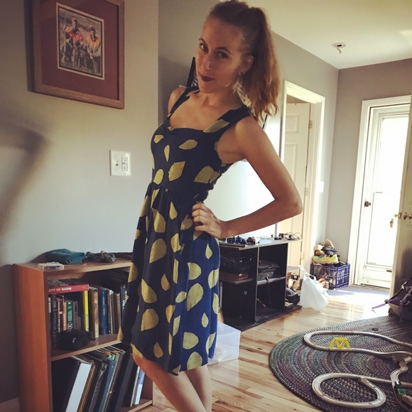 Anthropologie Maple Tupelo Silk Dress Blue 0 - Picture 4 of 4