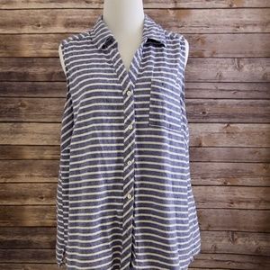 FOREVER 21 + ✨ Button Down Sleeveless Striped Top