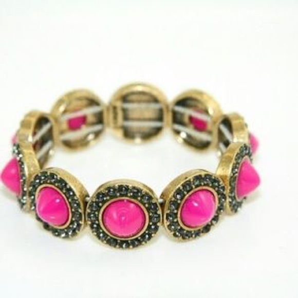 J. Crew Jewelry - J. Crew 💖 Pink & Gold Elastic Bangle Bracelet